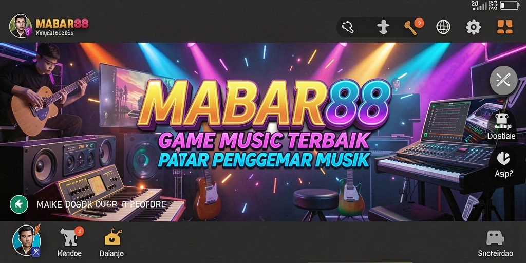 Screenshot utama MABAR88 menampilkan gameplay menarik yang penuh musik.
