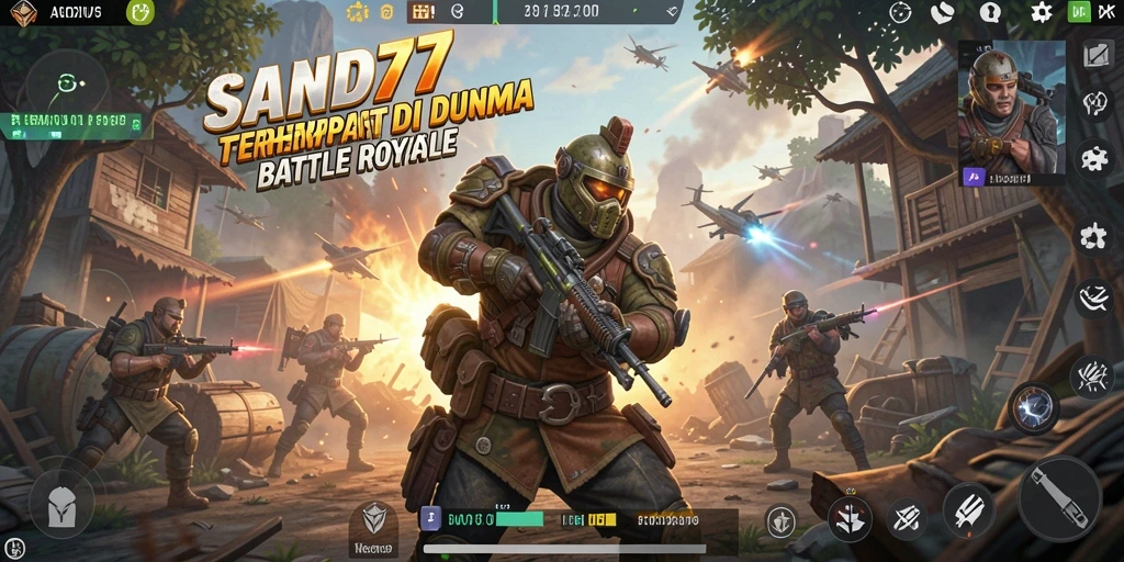 Screenshot SAND77 menampilkan intensitas gameplay Battle Royale yang seru.