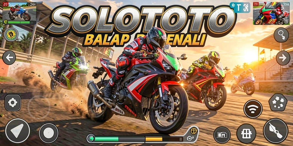Gameplay mendebarkan dari balapan motor di SOLOTOTO.