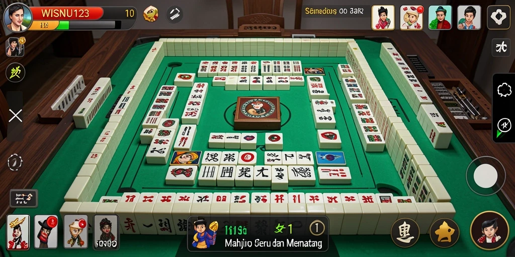 Tampilan gameplay Mahjong yang seru dan menantang di WISNU123.